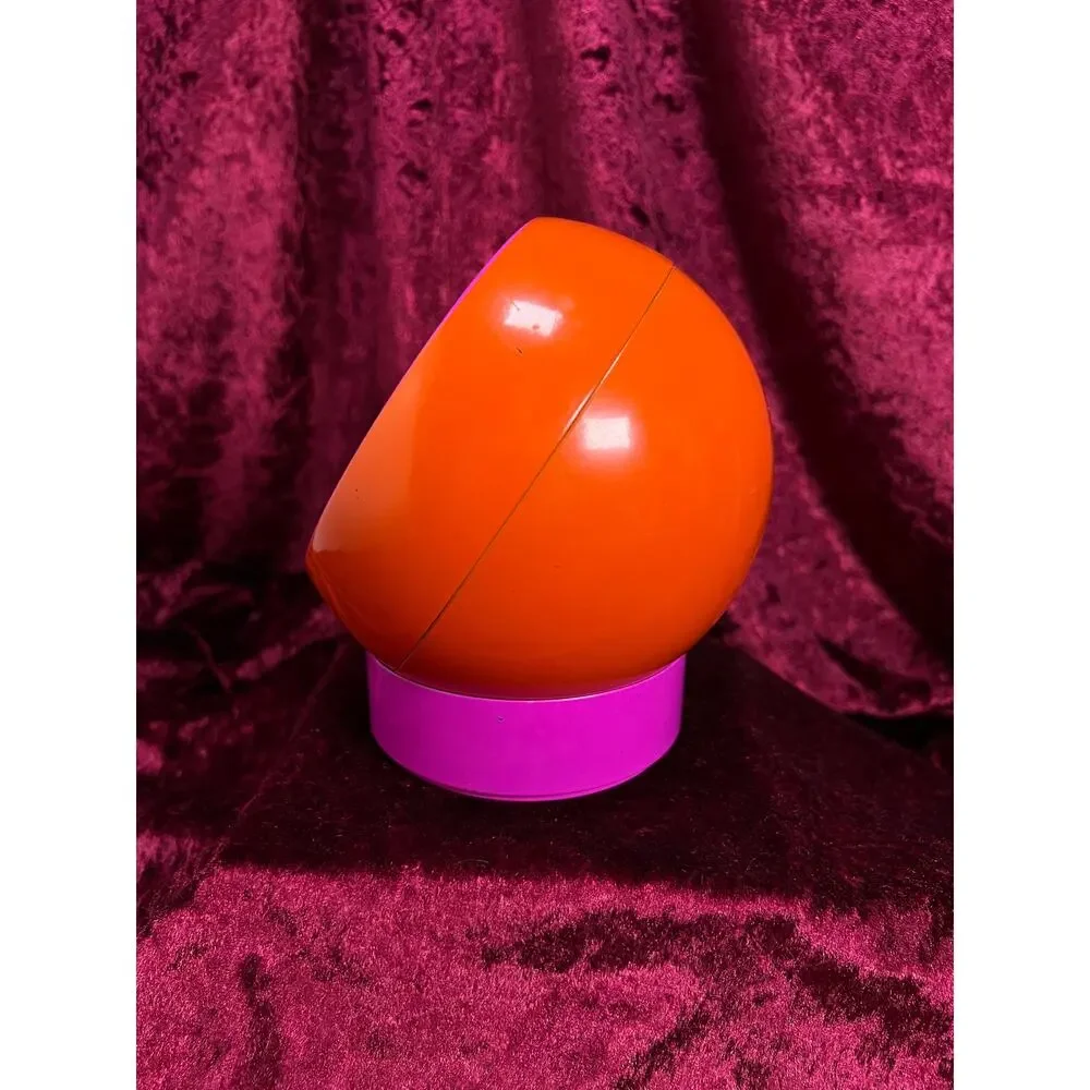 Vintage Plastic Ball Vanity Mirror - Mod Space Age Orange Pink Swivel - Japan